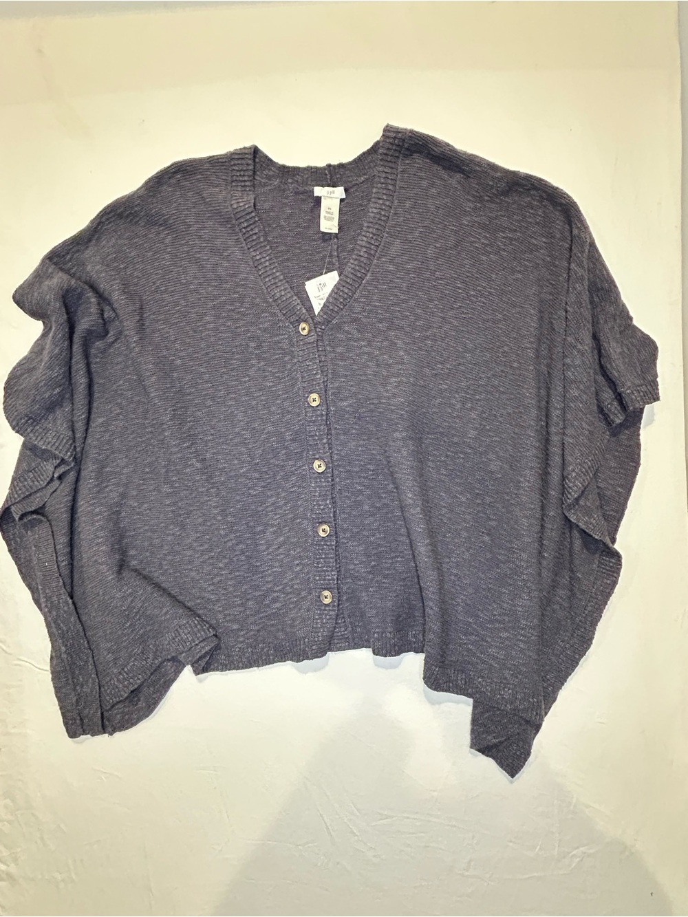 J. Jill Heathered Dark Gray Button-Front Cropped Cardigan